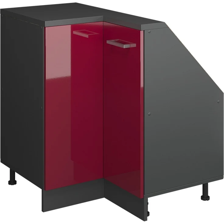 Eck-Küchenschrank für Dachschrägen R-Line Rot Hochglanz 75.6 cm mit 1 Tür Vicco – Bild 1
