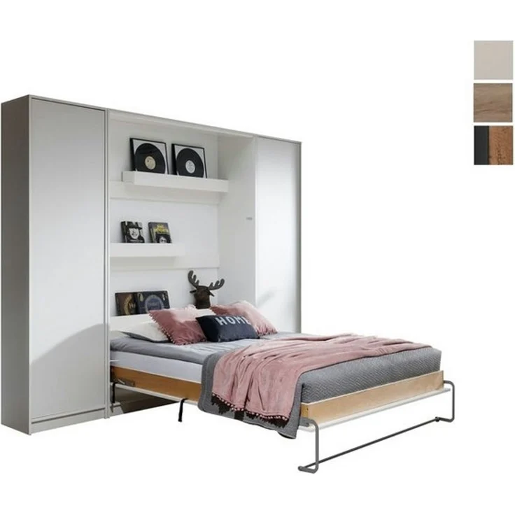QMM TraumMöbel Schrankbett Klappbett VB 140 x 200 mit 2 Schränken (Set) vertikal klappbar – Bild 4