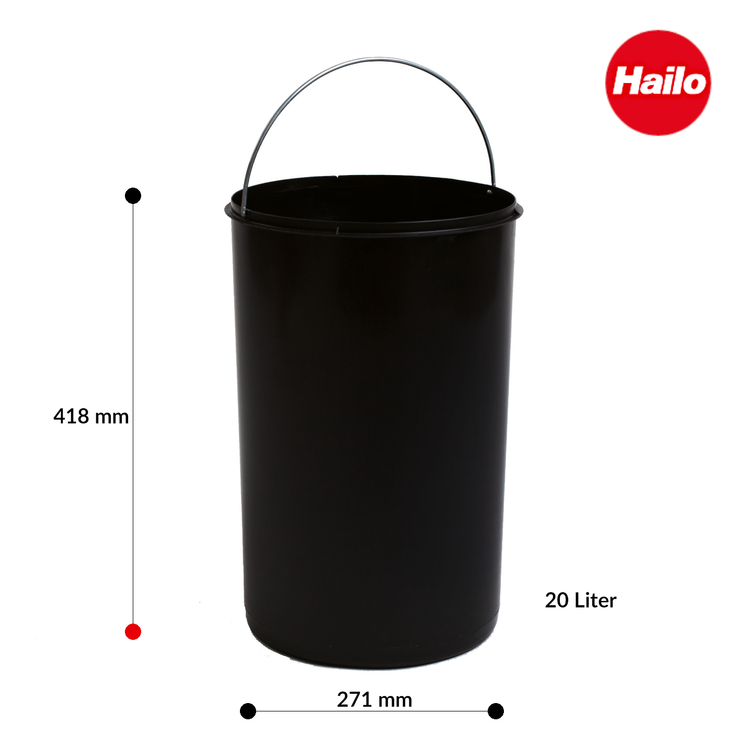 Hailo Inneneimer 1225049 schwarz 20 Liter 418 x 271 mm rund mit Henkel – Bild 3