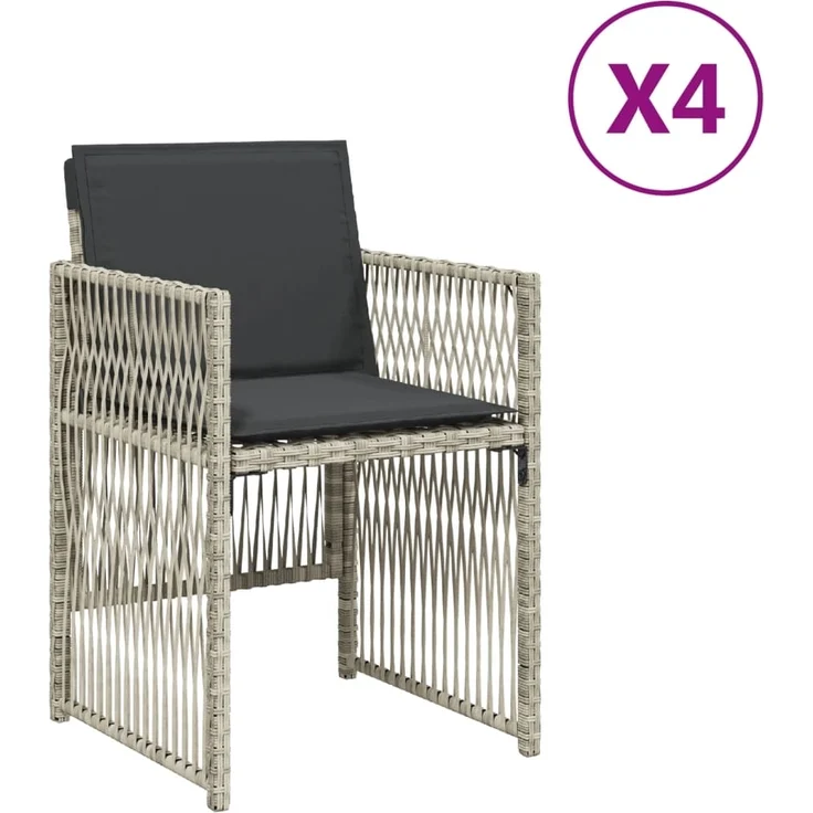 vidaXL Gartenstühle mit Kissen 4 Stk. Hellgrau Poly Rattan 364971 – Bild 1