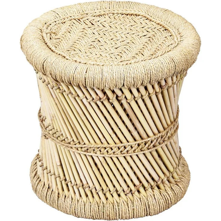 Marrakesch Orient & Mediterran Interior Sitzhocker Boho Sitzhocker Benita handgefertigt aus Bambus in Natur 36 cm modern (1 St), Handarbeit – Bild 1