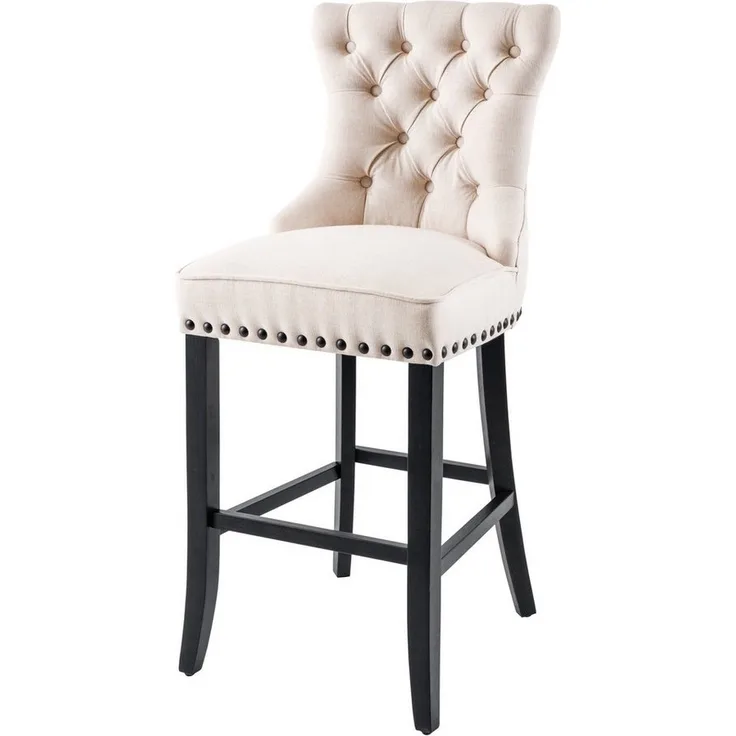 riess-ambiente Barhocker CASTLE beige / schwarz (Einzelartikel, 1 St), Esszimmer · Strukturstoff · Holzbeine · Landhausstil