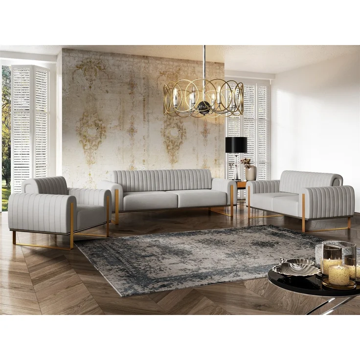 Sessel Designersessel VALERIE in Stoff Elisa Velvet Hellgrau – Bild 2