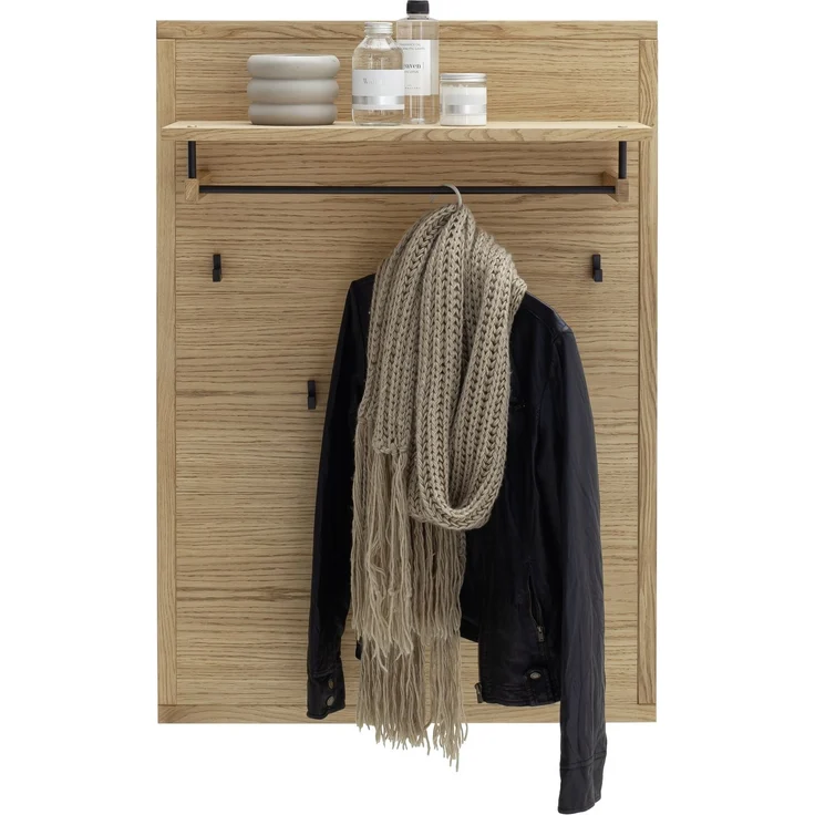 Garderobenpaneel >ARAYA< 5 Haken, Ablage, Eiche teilmassiv - 79x112x27 (BxHxT) – Bild 2
