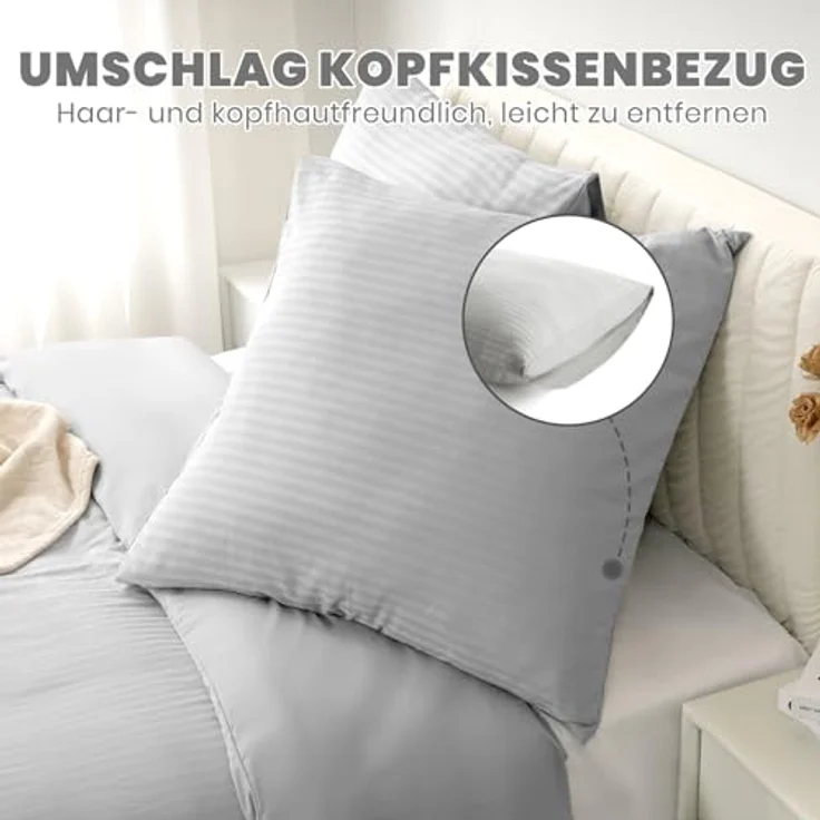 Good Nite Bettwäsche Gestrecktes Mikrofaser-Bettwäsche-Set mit Reißverschluss, Mikrofaser (Polyester), 3 teilig, Hochwertige Mikrofaser, gebürstet, Umschlagstil – Bild 6