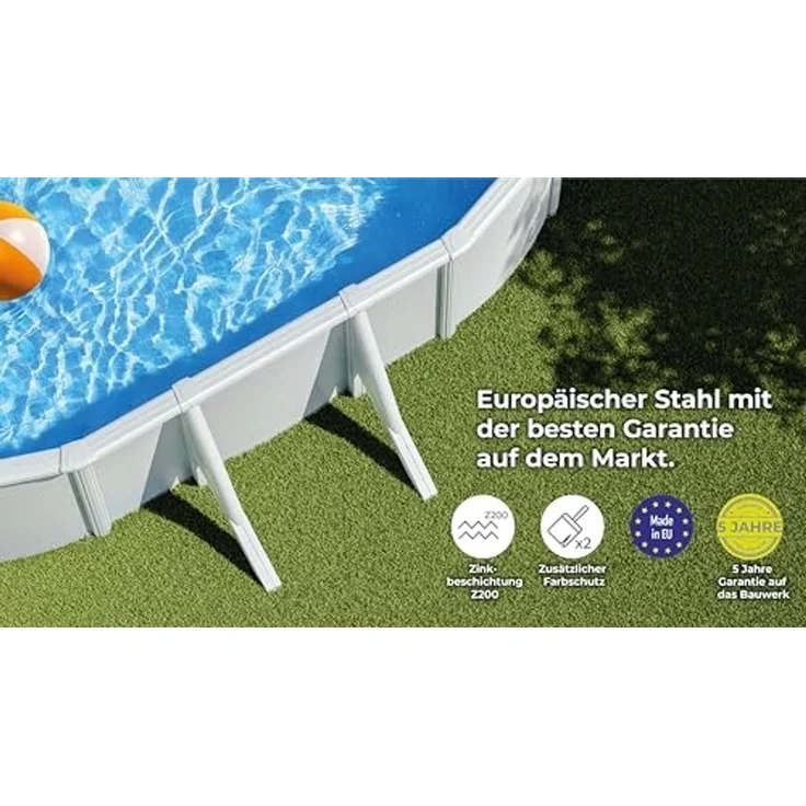 Stahlwandpool oval L500 × B300 × H120 cm – Großes Pool Komplett-Set für Familien – Bild 2