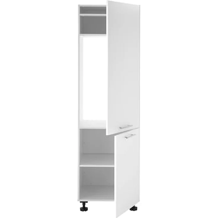 Laundreezy Einbauschrank für Kühlschrank, Weiß - Geräumiger Hochschrank für Waschküche & Hauswirtschaftsraum - 60 x 200 x 68 cm (B/H/T) – Bild 3