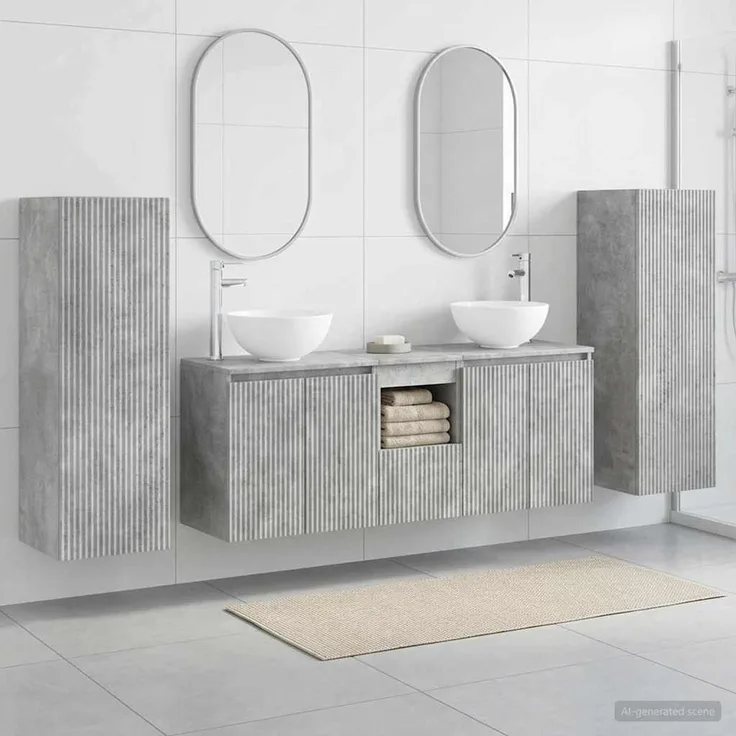 vidaXL Badezimmerschrank-Set 5 stk. Betongrau 129 x 35 x 80 cm 3405986