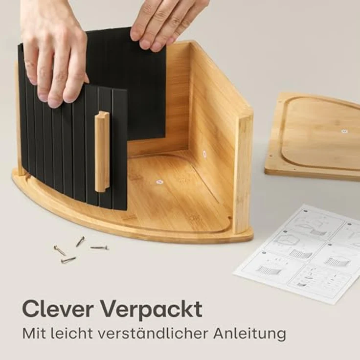 Praknu Brotkasten HAUPT Eckbrotkasten, Bambus, Holz, (Einzelartikel, 1-tlg, Nein), FSC®-zertifiziert, platzsparendes Eckformat, Schiebetür beidseitig – Bild 7