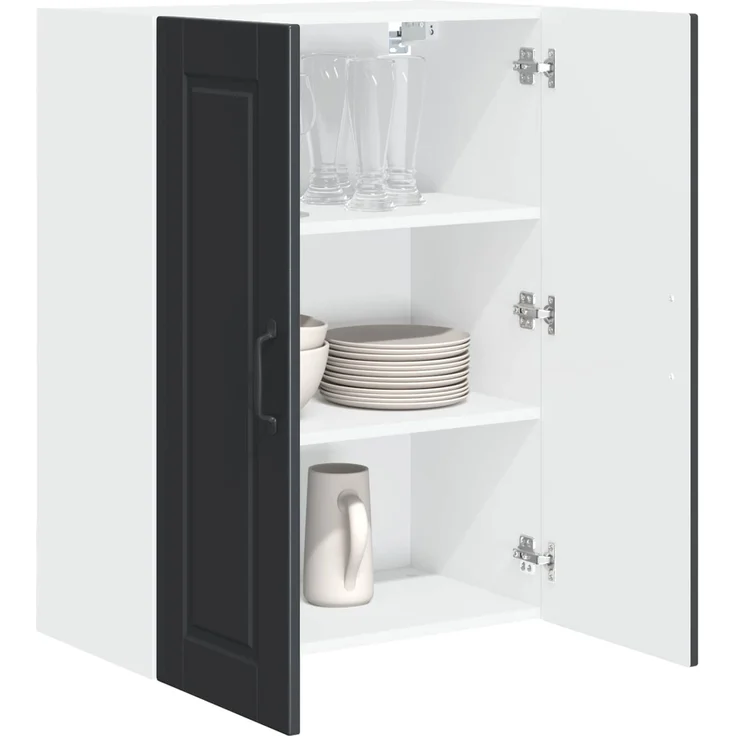 vidaXL Wandschrank PORTO Schwarz 60 x 31 x 80 cm Holzwerkstoff 885396 – Bild 3