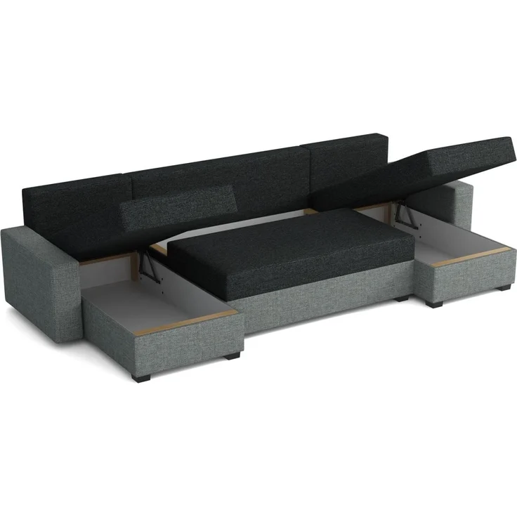 Wohnlandschaft Schlafsofa Sofa HEDVIG LUX Stoff Manila Blau- Schwarz – Bild 2