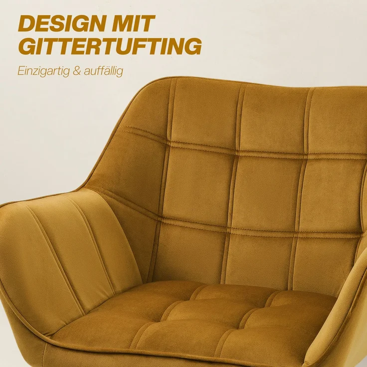 Ohrensessel Einzelsessel Relaxsessel mit Samt, skandinavisch, erhöhte Beine, samtartiges Polyester, Gelb 67x61,5x71 cm--Gelb--67x61.5x71cm--YOUDENOVA – Bild 5