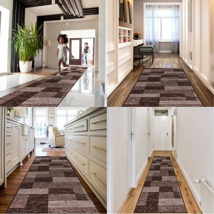 Mazovia Läufer Läufer Teppichläufer Brücke - Vorzimmer Küche - Braun, 67 x 100 cm, Kurzflor, Rutschfest, Meterware, Verschiedene Größen – Bild 2
