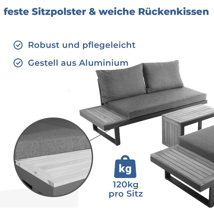osoltus Aluminium Lounge Set Sofa Ecklounge Gartenlounge Delft Grau – Bild 4