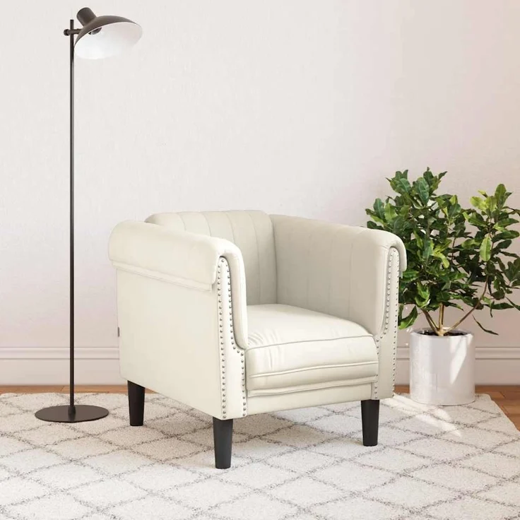 vidaXL Sessel Creme Samt 372572 – Bild 2