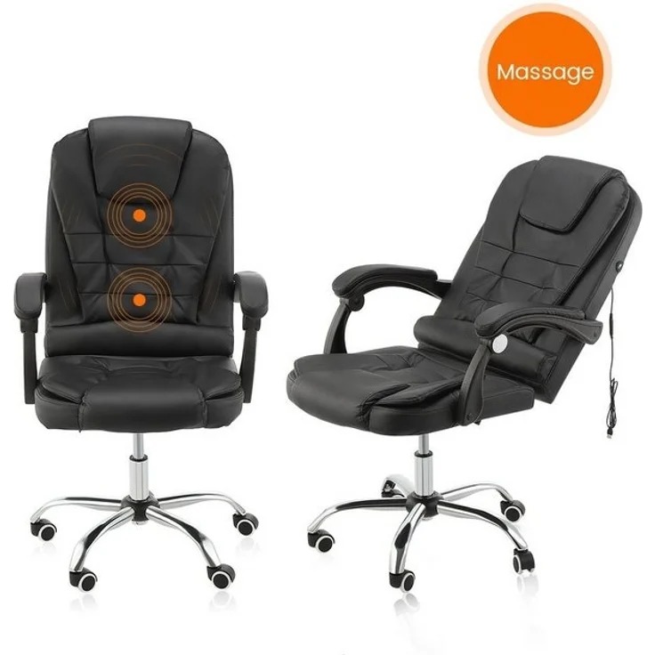 oyajia Bürostuhl Ergonomischer Bürostuhl Massage Chefsessel Drehstuhl Gaming Büro Stuhl, Drehsessel mit verstellbare Lendenkissen, Kopfkissen und Armlehnen – Bild 4