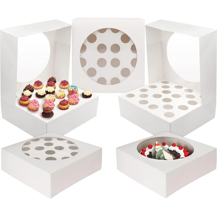 Kurtzy Kuchentransportbox Weiße Cupcake-Box - 5er Pack für 20 Mini-Kuchen, Silikon, (5-tlg) – Bild 1