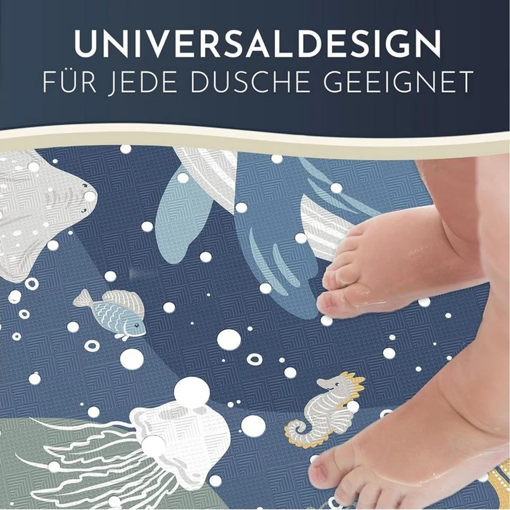 Homerella Duschmatte rutschfest Kinder - 100% BPA frei Inkl. 2 Haken zum Aufhängen 53x53cm, Antirutschmatte Dusche Baby hautintensiv & schimmelresistent, - Duscheinlage maschinenwaschbar