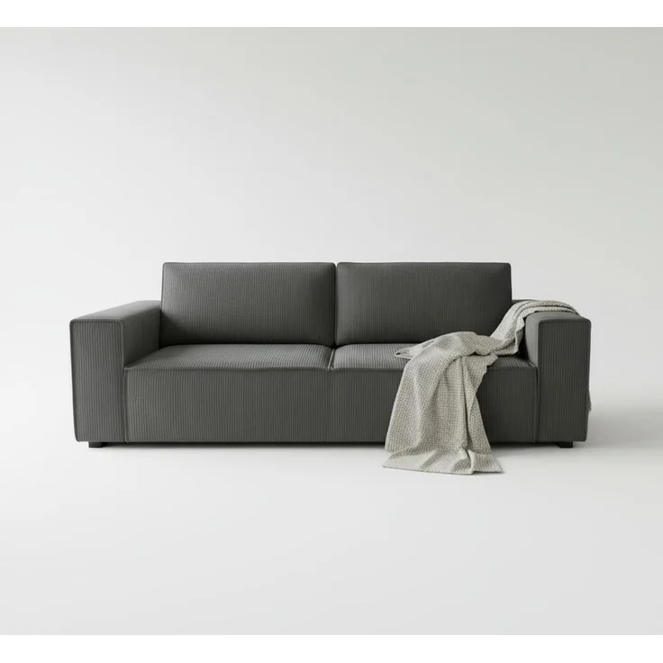 Wohnero24 Schlafsofa HIRA 240x102 cm – Premium Cord Sofa Graphite mit Schlaffunktion 191x152 cm & Bettkasten – Bild 3