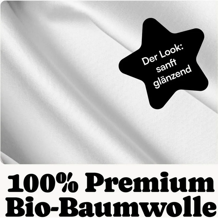Seralino Spannbettlaken Mako Satin Spannbetttuch (100% Bio Baumwolle), 100% Bio-Baumwolle, Gummizug: rundum, Etiketten zeigen Seiten – schnelles, unkompliziertes Beziehen garantiert, Fairtrade/ GOTS zertifizierte uni Bettlaken, weich – Bild 2