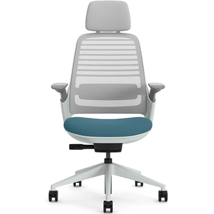 Steelcase Series 1 Ergonomischer Bürostuhl mit LiveBack Lumbalstütze, 4D-Armlehnen, anpassbarer Kopfstütze Türkis – Bild 4