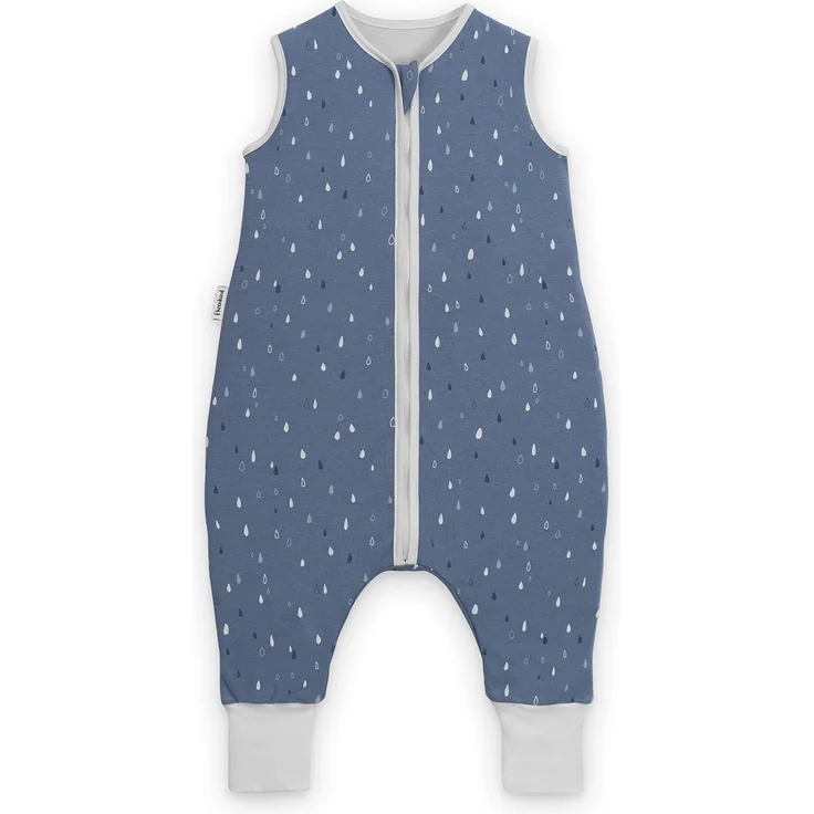 Ehrenkind® Baby Sommerschlafsack mit Füßen 1.0 TOG aus weicher OEKO-TEX zertifizierter Bio-Baumwolle | Sommer Schlafsack | Baby Schlafsack Gr. 100 Jeansblau Tropfen | 1 Tog – Bild 1