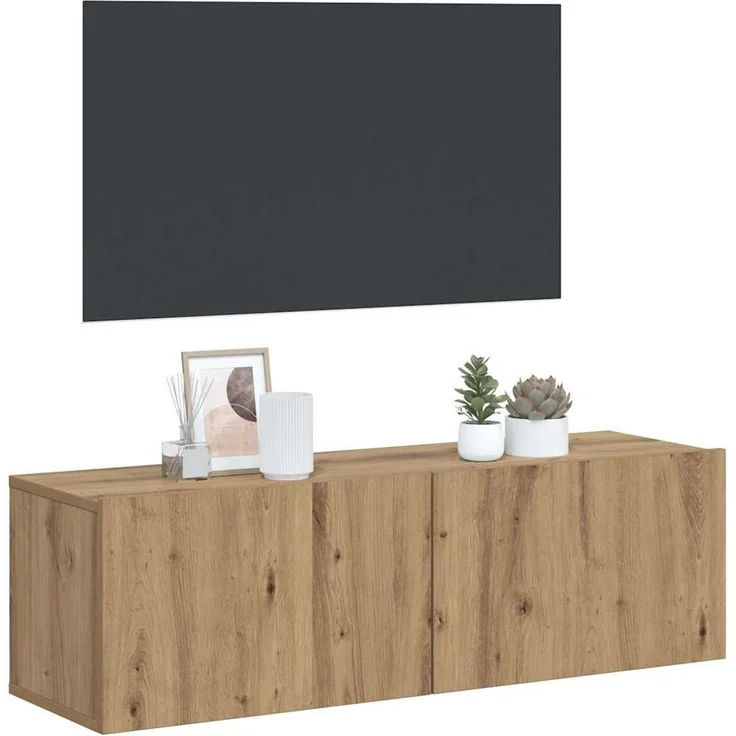 TV-Wandschrank, TV-Hängeboard Fernsehschrank Artisan-Eiche 100 x 30 x 30 cm Holzwerkstoff – Bild 2