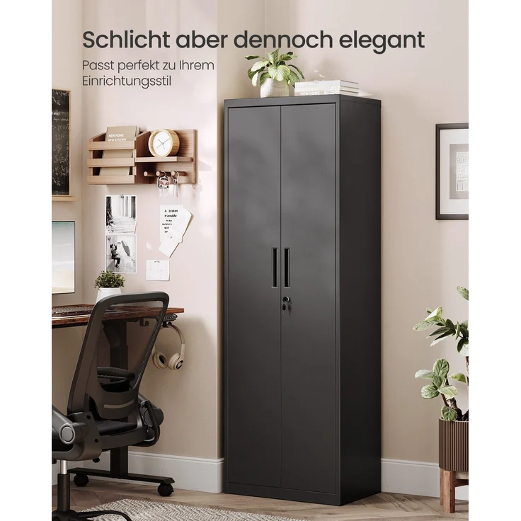Songmics Aktenschrank mit 5 Ebenen, Stahl schwarz, 60 x 40 x 180 cm – Bild 2