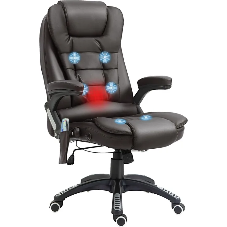 Höhenverstellbarer Büro-Massagestuhl mit 6 Massagepunkten, 62.0×68.0×121.0cm, Braun, MELAYR