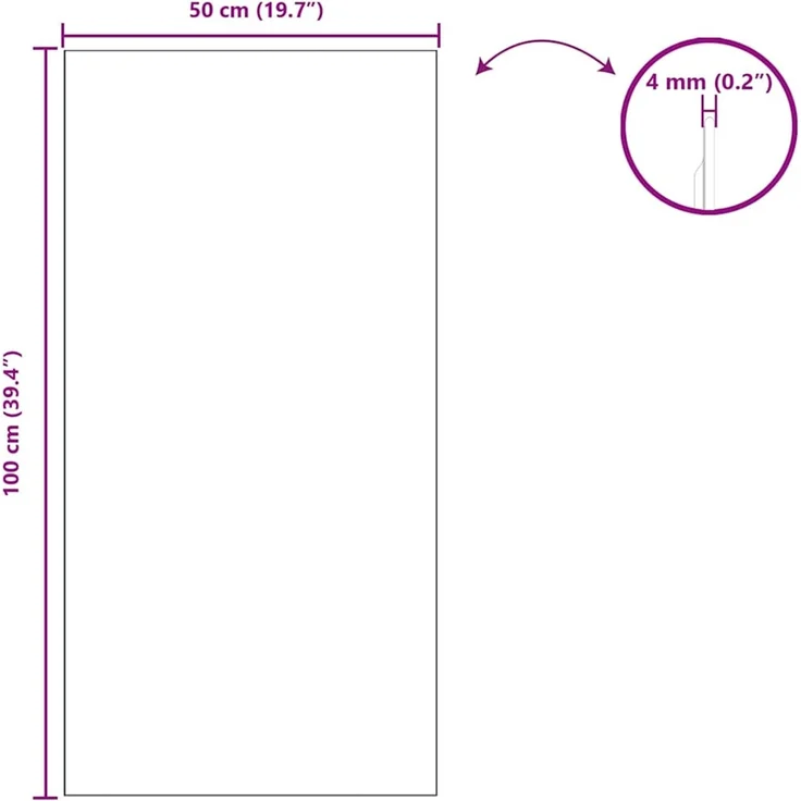 vidaXL Wandspiegel Rechtwinklig 50 x 100 cm Gehärtetes Glas 42023028 – Bild 7