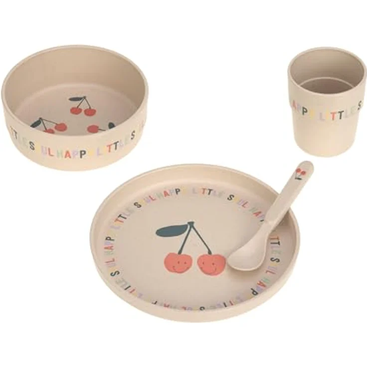 Lässig 4-tlg. Geschirr-Set rutschfest, Happy Fruits - Cherry, BPA-frei, spülmaschinen- und mikrowellengeeignet – Bild 1