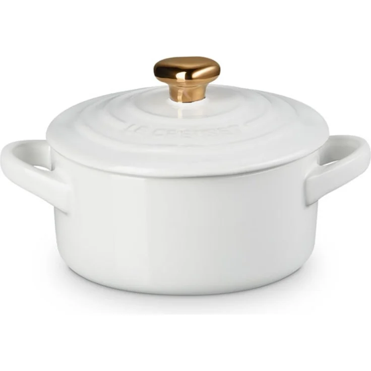 LeCreuset Mini-Cocotte mit goldenem Herzknauf | Weiß : Weiß – Bild 2