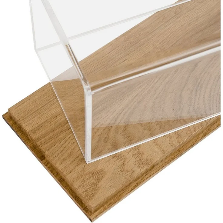 HMF Vitrine Eleganter Acryl Schaukasten mit Holzsockel für Modellautos Sammlerbox für Sammelstücke 24 x 12 x 11 cm, Transparent – Bild 2