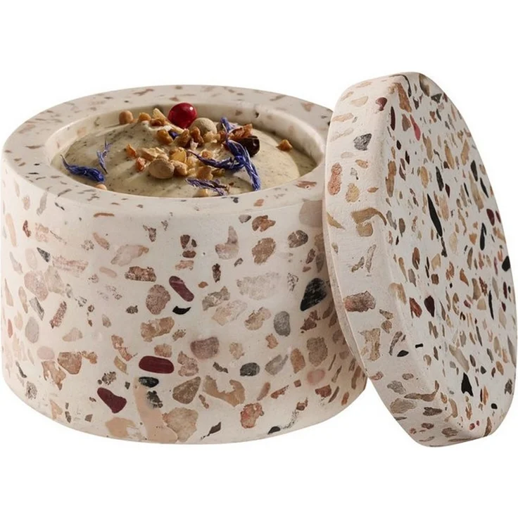 APS Butterdose 2er Set TERRAZZO, Steinzeug, (Set, 2-tlg), Beton, Ø 6 cm, H: 5 cm, 40 ml, Unikat – Bild 4