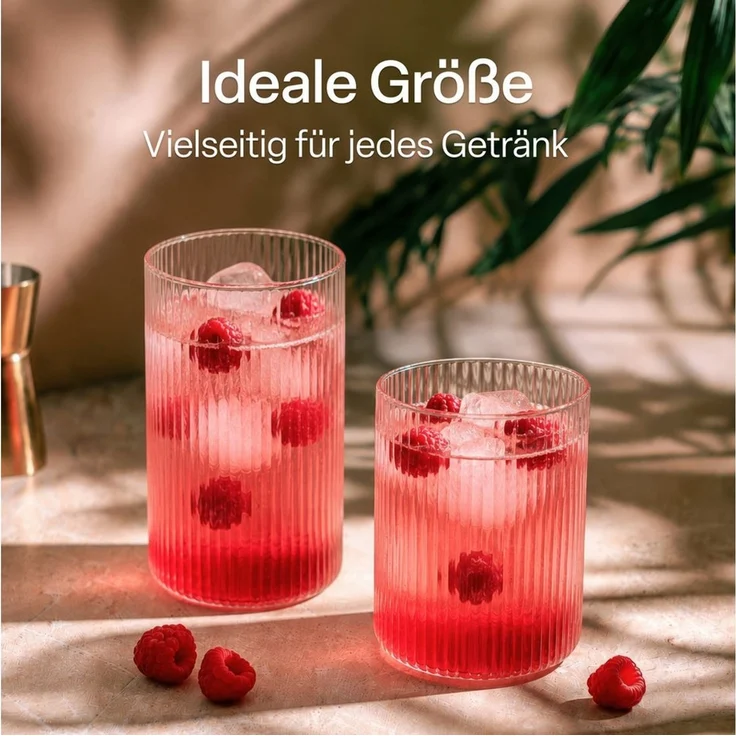 MiaMio Gläser-Set Senita, 280 & 430 ml, Riffeloptik, 12-tlg, Borosilikatglas, Spülmaschinengeeignet – Bild 4