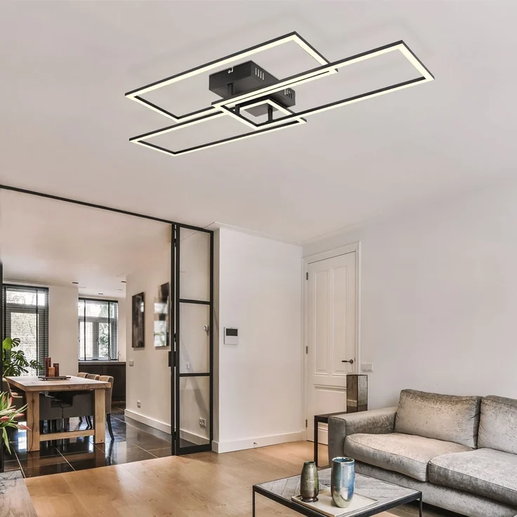 LED Deckenleuchte, schwarz-weiß, Fernbedienung, L 90 cm – Bild 4