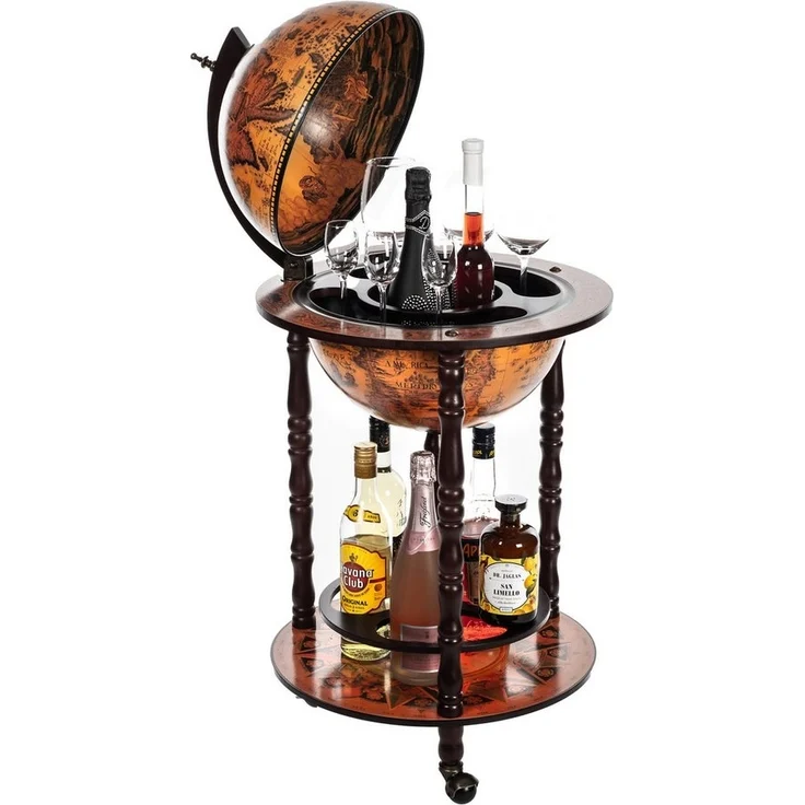 BIRENDY Dekoobjekt Edler Barwagen 36001R Holz Säulen offen 103cm hoch Globusbar Hausbar – Bild 5