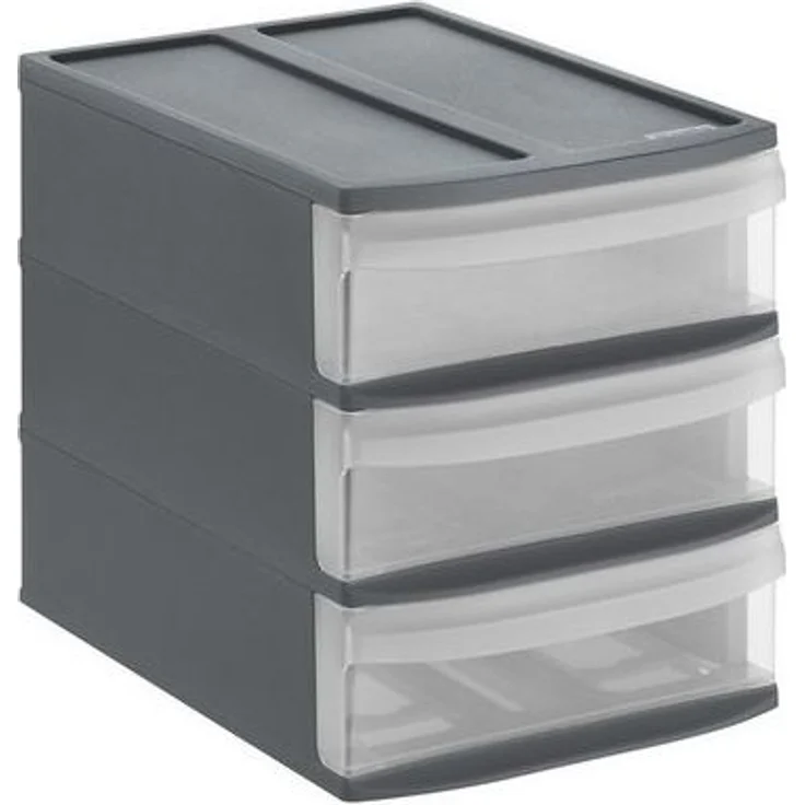 Rotho Schubladenbox Tower Systemix S 3 Schübe anthrazit Ablagebox Briefablage – Bild 4
