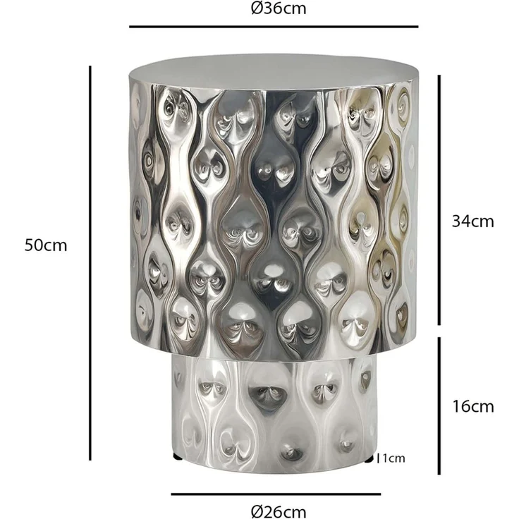 Beistelltisch Aluminium 36cm Silber Rund - Design Anstelltisch Metall - Loungetisch Alu - Moderner Sofatisch - Couchtisch Wohnzimmertisch Klein Handmade – Bild 4