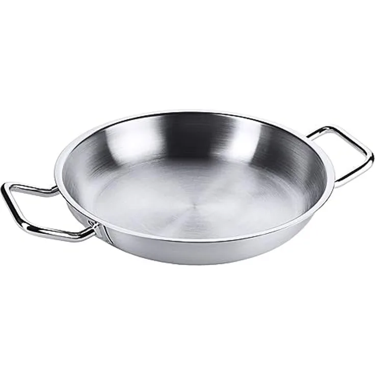 Contacto Edelstahl Bratpfanne 28 cm, matt poliert mit zwei Griffen ohne Stiel