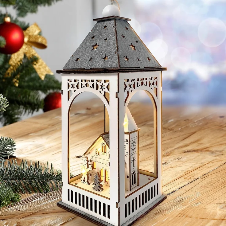 HTI-Living mit Kirche LED Weihnachtslaterne – Bild 2
