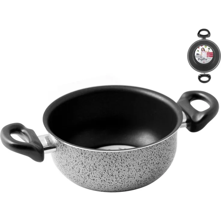 Home Salt Peper Kasserolle mit 2 Griffen, Antihaftbeschichtung, 24 cm, Aluminium, Grau/Schwarz