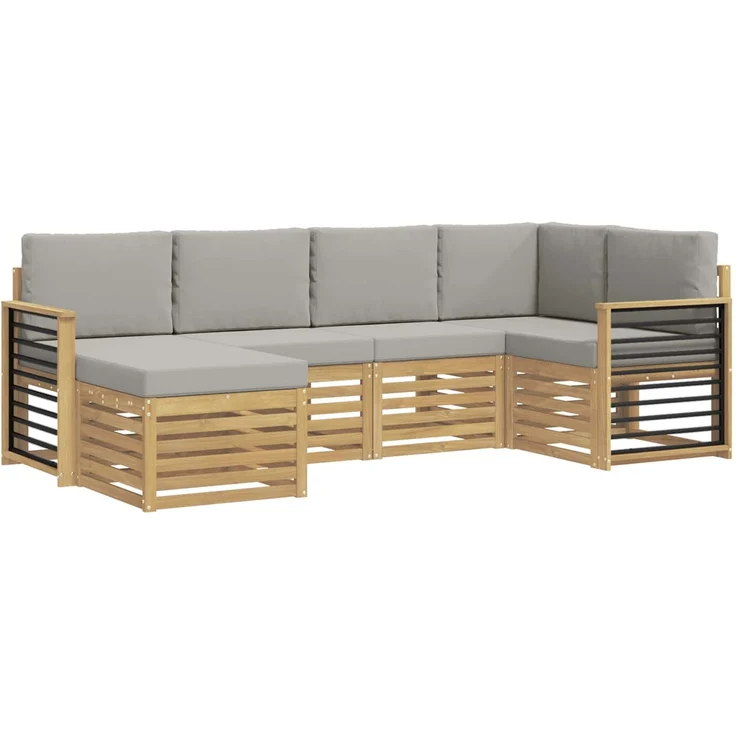 vidaXL Outdoor-Sofagarnitur 6 stk. 5-Sitzer Weiß und Hellgrau 3392126 – Bild 2