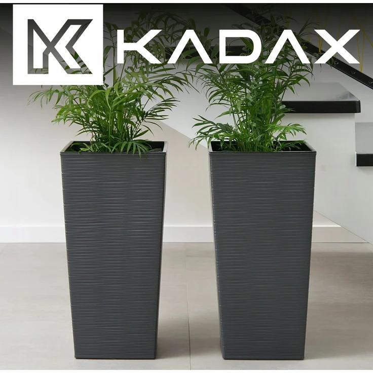 KADAX Blumentopf Blumentopf mit Einsatzabdeckung Blumenständer Hoch Garten Graphit 34x68cm – Bild 5
