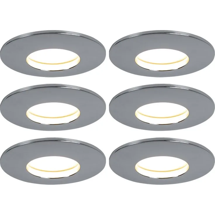 6er Set LED Einbauleuchte, rund, chrom, 8,3 cm