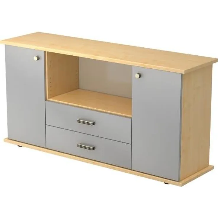 Sideboard 2 Türen, 2 Schübe SG Ahorn / Silber