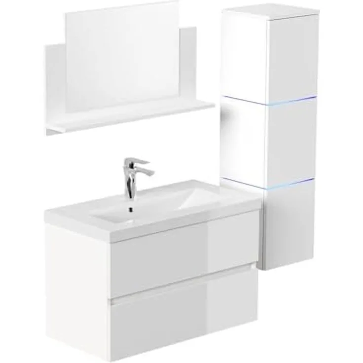HOME DELUXE Badmöbel Komplettset WANGEROOGE BIG DELUXE L - Weiß Made in Germany
