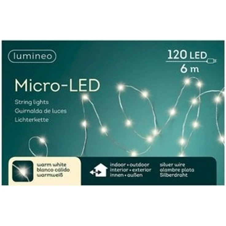 Kaemingk LED-Lichterkette Micro LED Strangbeleuchtung Outdoor L. 595cm 120L silber/warmes weiss – Bild 4