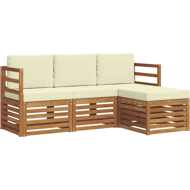vidaXL Outdoor-Sofagarnitur 4 stk. 4-Sitzer Natur und Creme 3374590 – Bild 2
