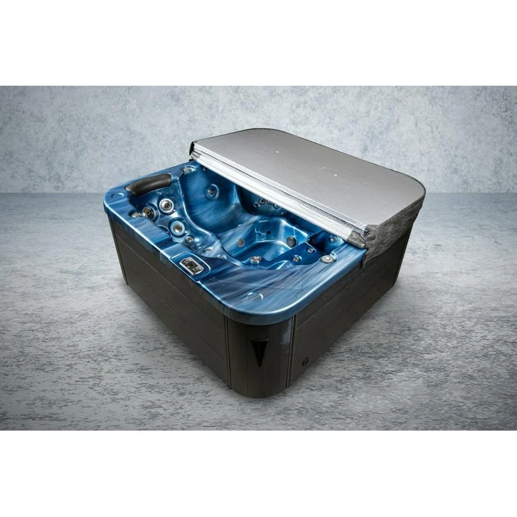 PureHaven Outdoor-Whirlpool 215x215 cm für 5 Personen mit 53 Massagedüsen Heizung Farblicht und Thermoabdeckung UV-Wasseraufbereitung 2 Liegeflächen – Bild 9